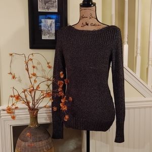 Calvin Klein | Black and Silver Sweater Knit Top